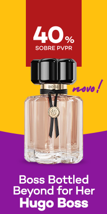 Novidade Bottled Beyond for Her da marca Hugo Boss com destaque promocional de 35% obre pre&ccedil;o de Venda ao P&uacute;blico Recomendado